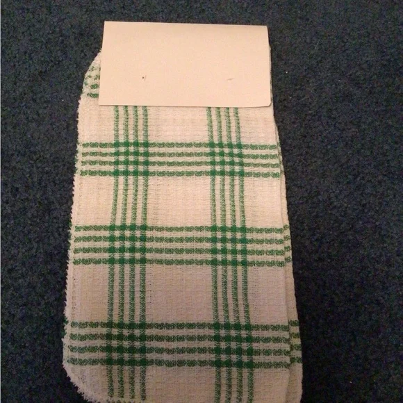 White & Green Plaid Dishcloths - Picture 2 of 2